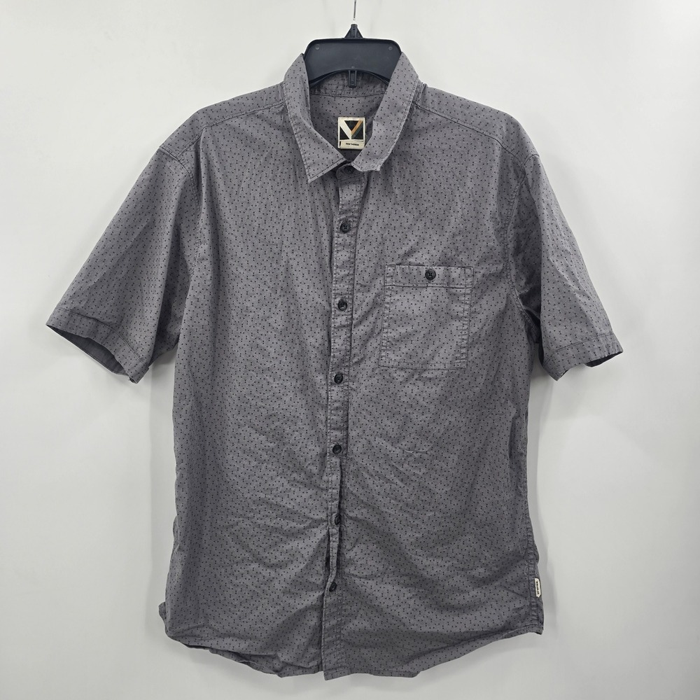Voyager Shirt Mens Large Grey Geometric Arrow Print Short Sleeve Button Down